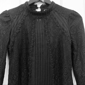 Feifei Black Lace Long Sleeve Blouse - Size Small
